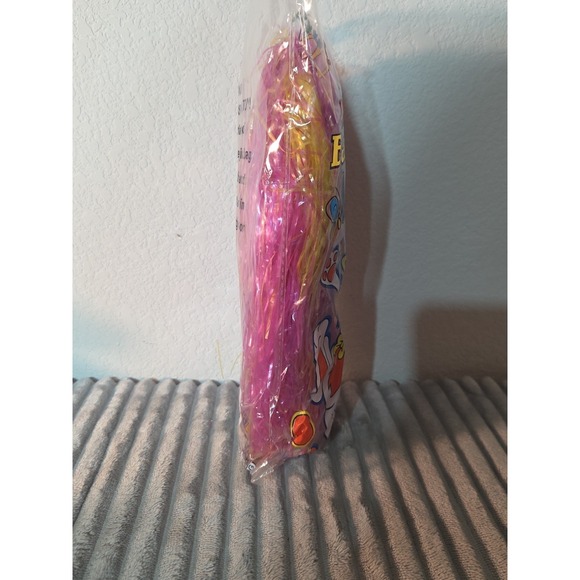 Vtg NOS Pink Yellow Easter Basket Grass 4oz Cellophane It's In The Bag Filler - Picture 3 of 5